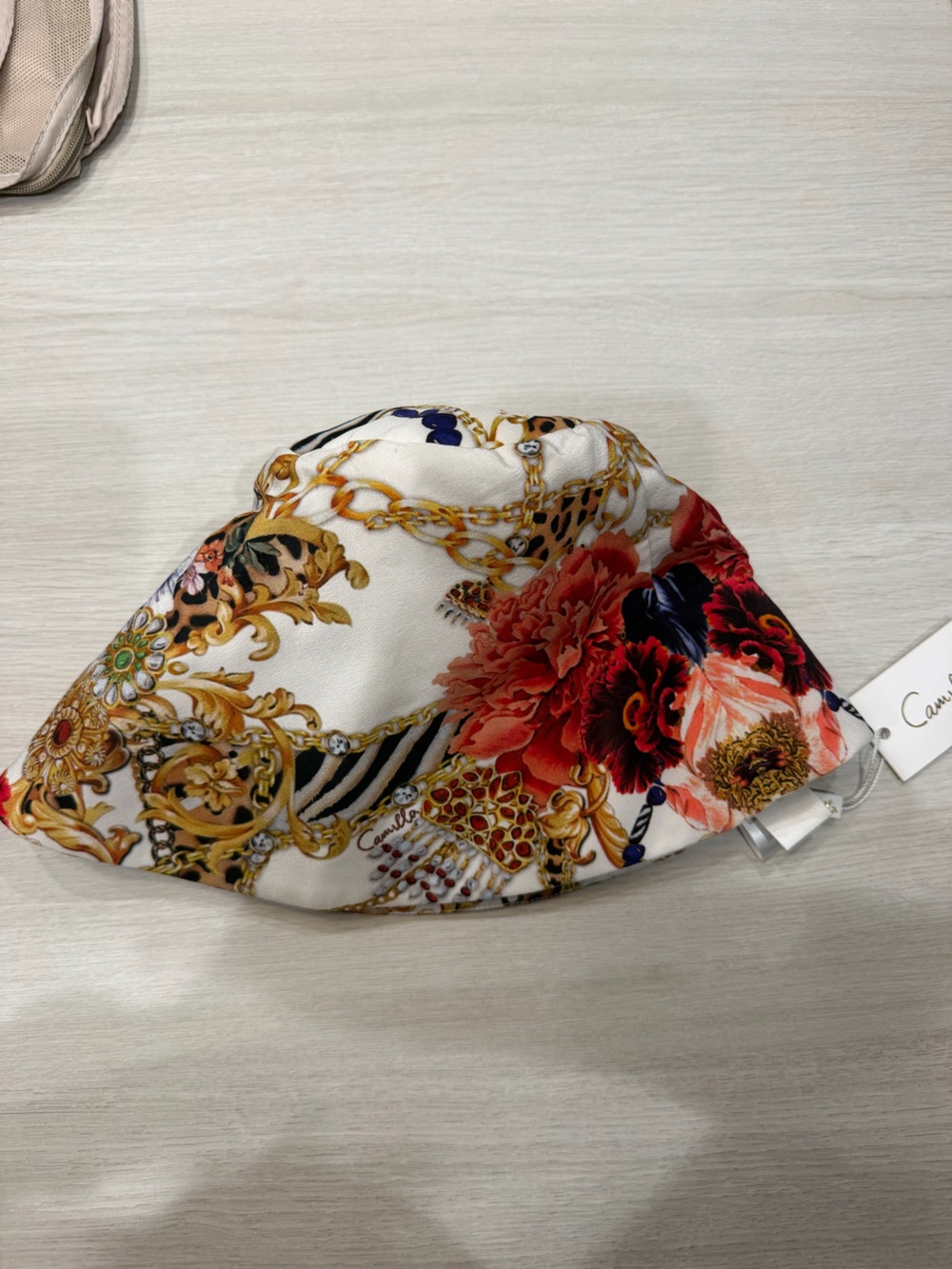 Camilla White Floral & Chain Print Headscarf
